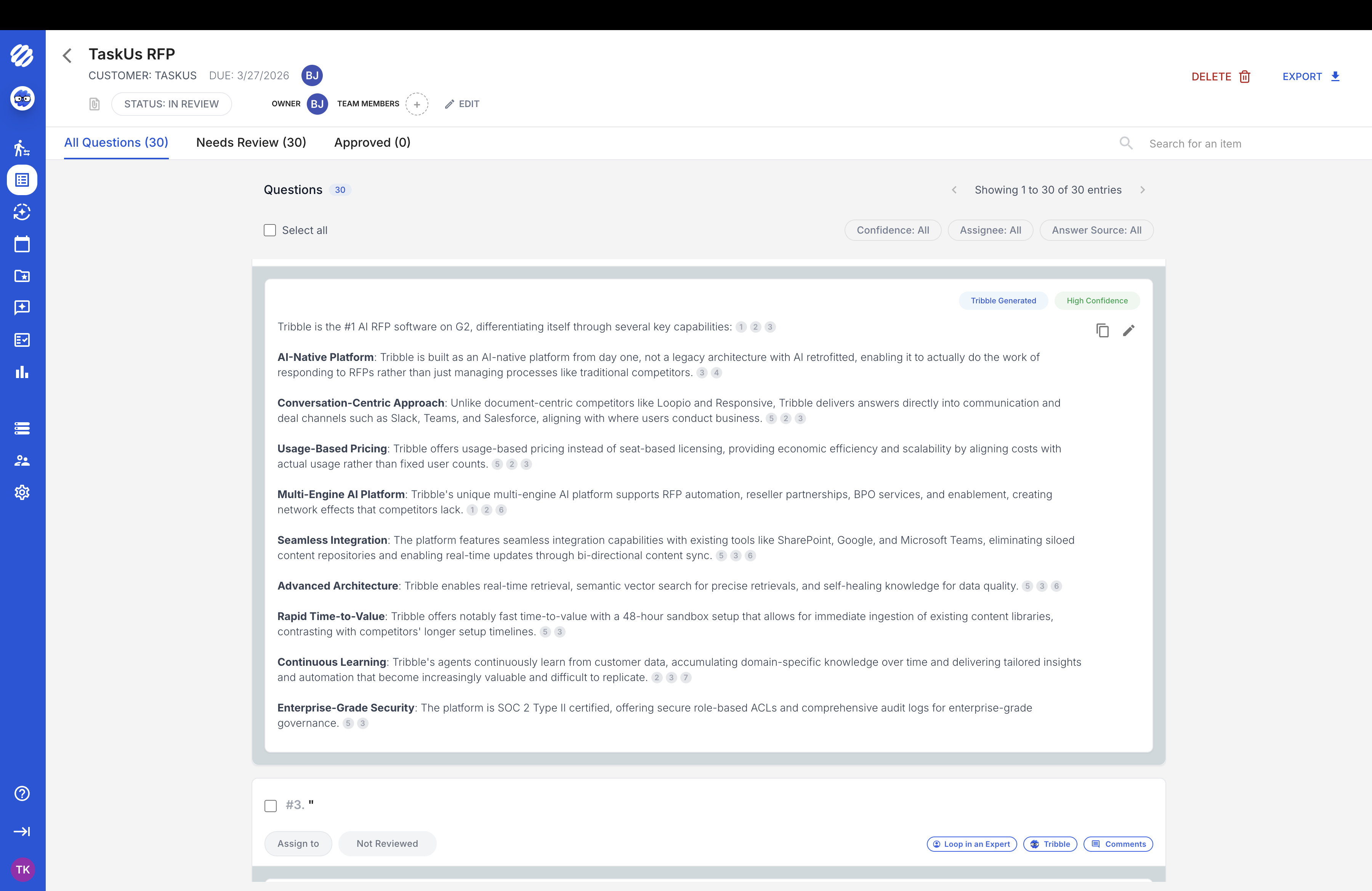 AI drafts answers from your knowledge base